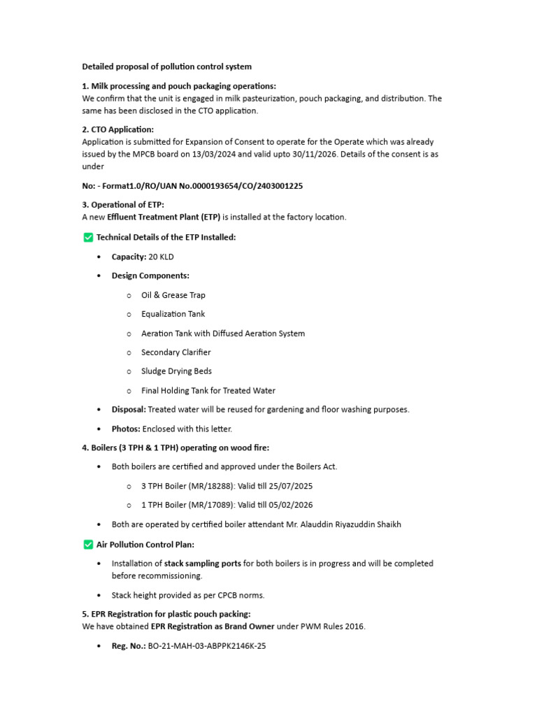 Pollution Control System Proposal | PDF | Waste | Environmental Issues