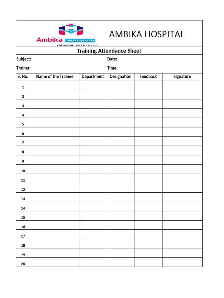 Training Attendance Sheet | PDF