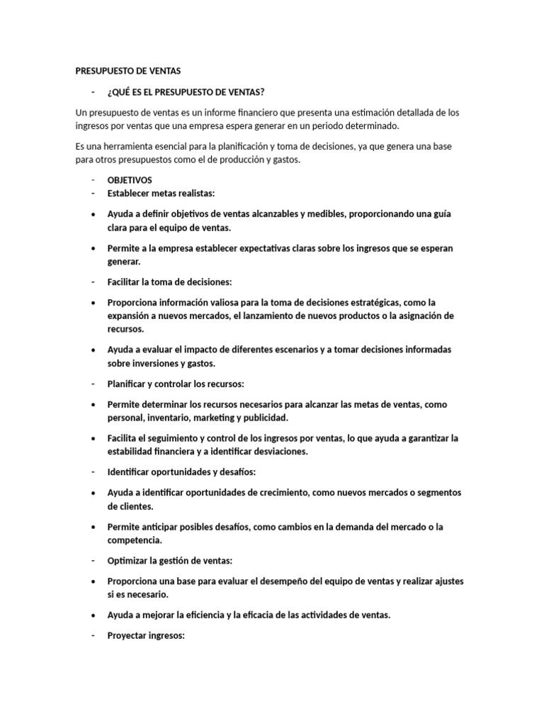 Presupuesto de Ventas - Compras | PDF | Presupuesto | Planificación