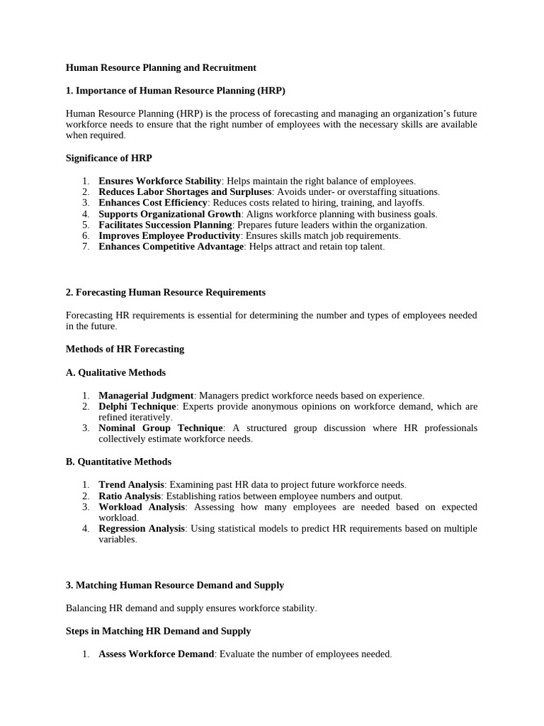 Human Resource Planning & Recruitment Guide | PDF | Recruitment ...