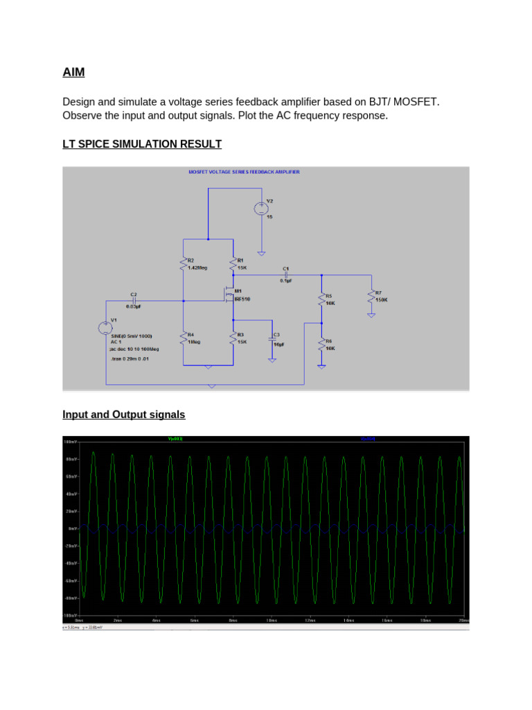 AC Simulation of Feedback Amplifier | PDF