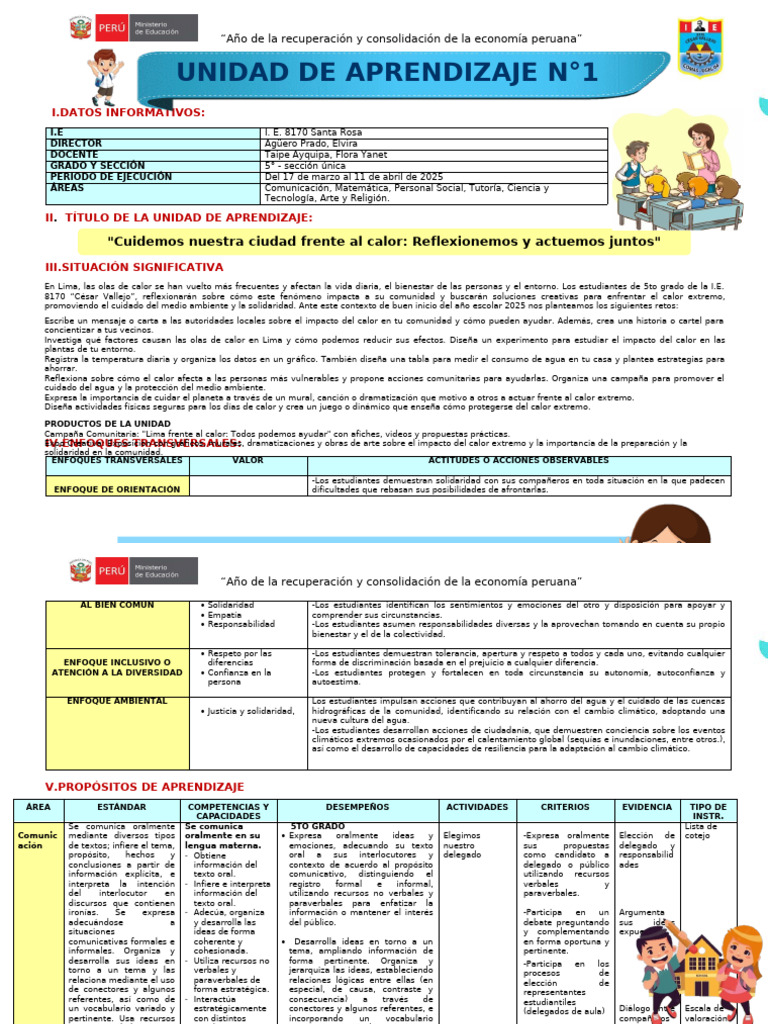 1° Unidad de Aprendizaje | PDF | Datos | Geometría