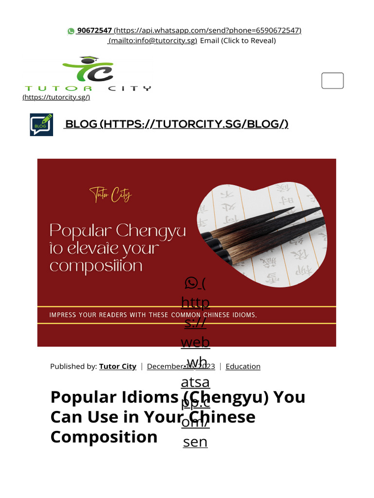 Essential Chengyu for Chinese Compositions | PDF