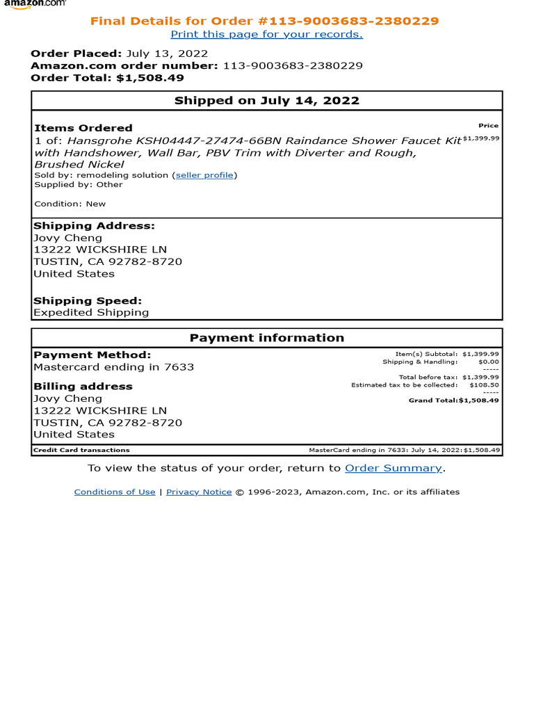 Order 113-9003683-2380229 | PDF