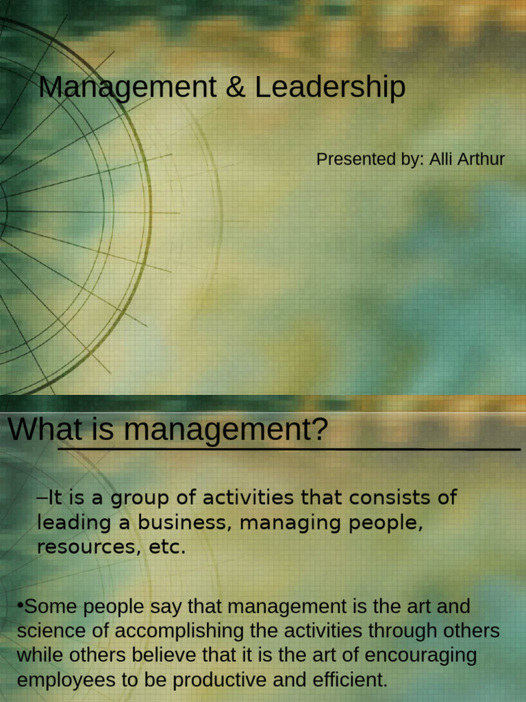 Management and Leadership Essentials | PDF | Leadership | Motivation