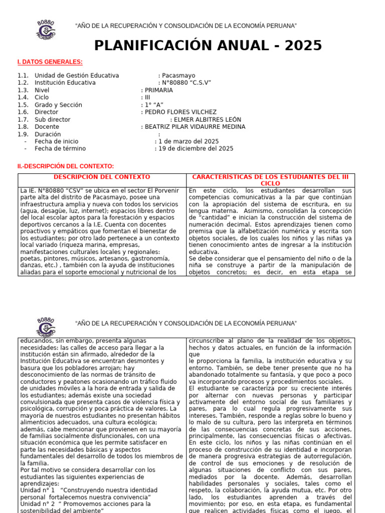 1° GRADO plan anual - corregidaaa | PDF | Las emociones | Geometría