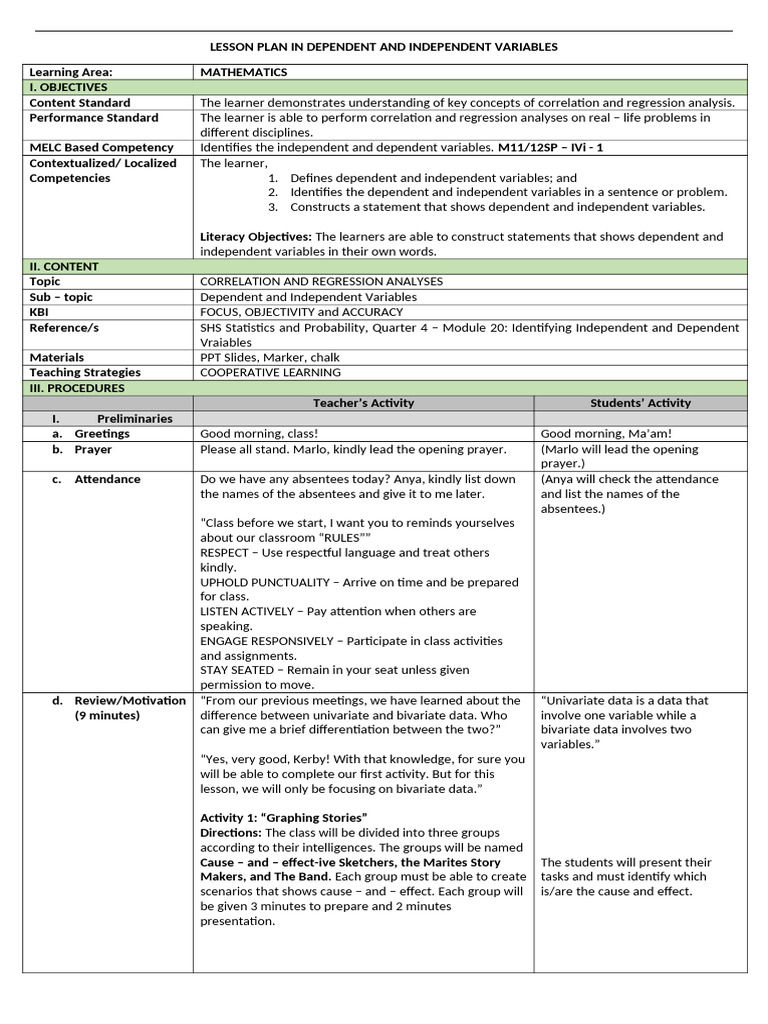 Dependent and Independent Variables | PDF | Dependent And Independent ...