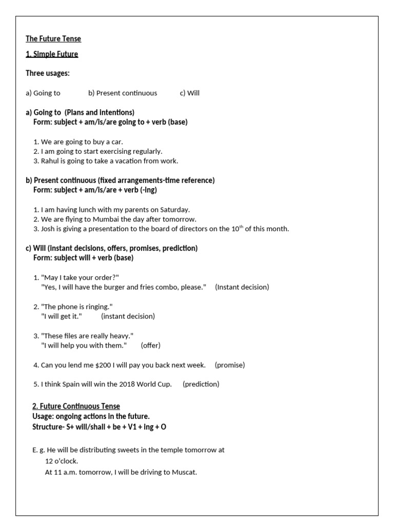 Future Tense Usage and Structures | PDF
