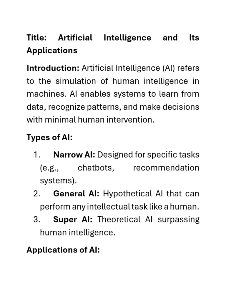 Artificial Intelligence And Its Applications Pdf
