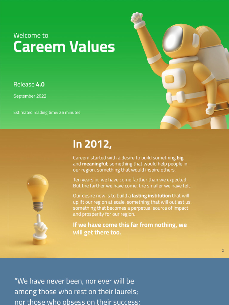 Careem Values 4.0 Overview | PDF | Risk | Leadership