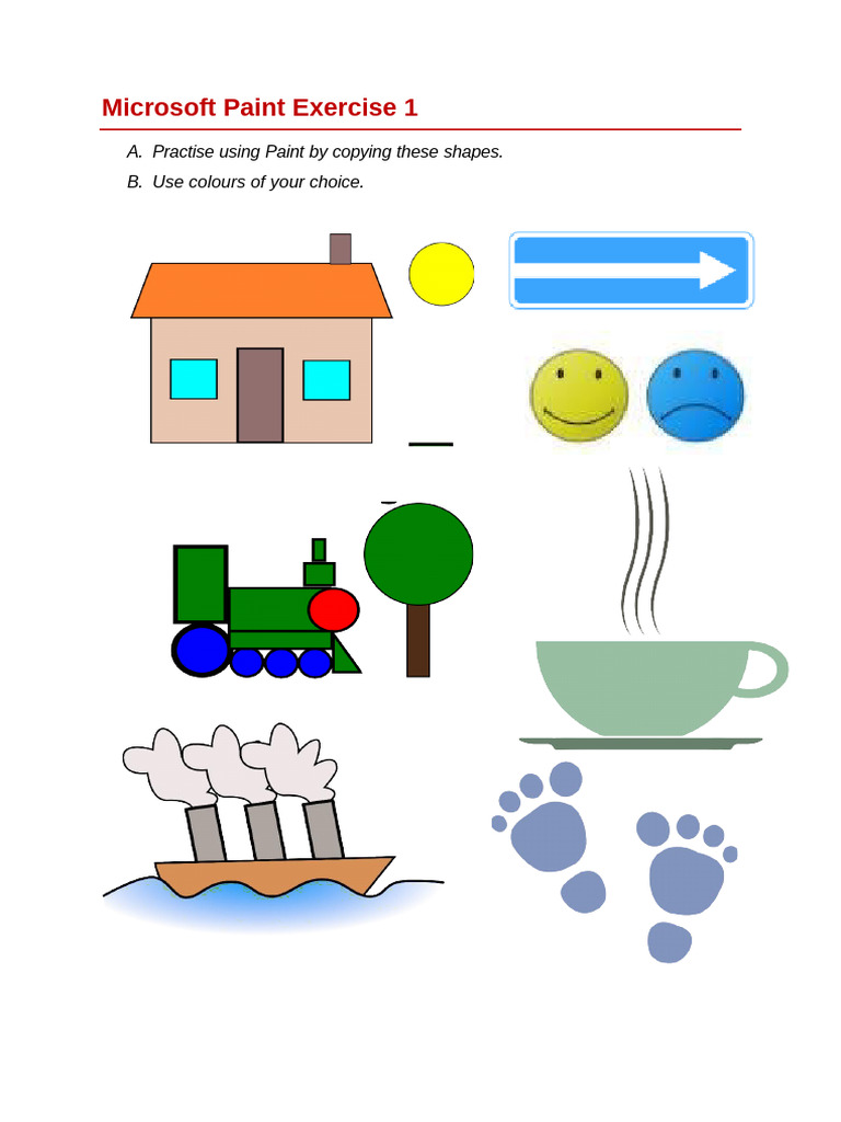 MS Paint Exercises for Students | PDF | Drawing
