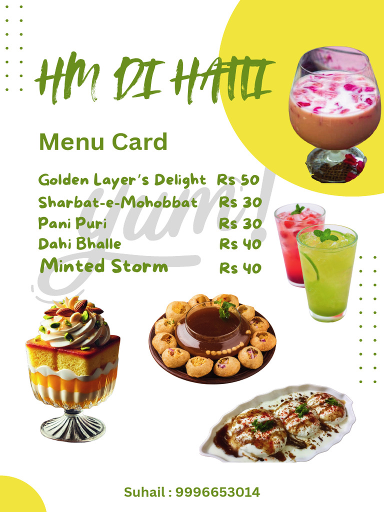 HM Di Hatti Menu Card | PDF