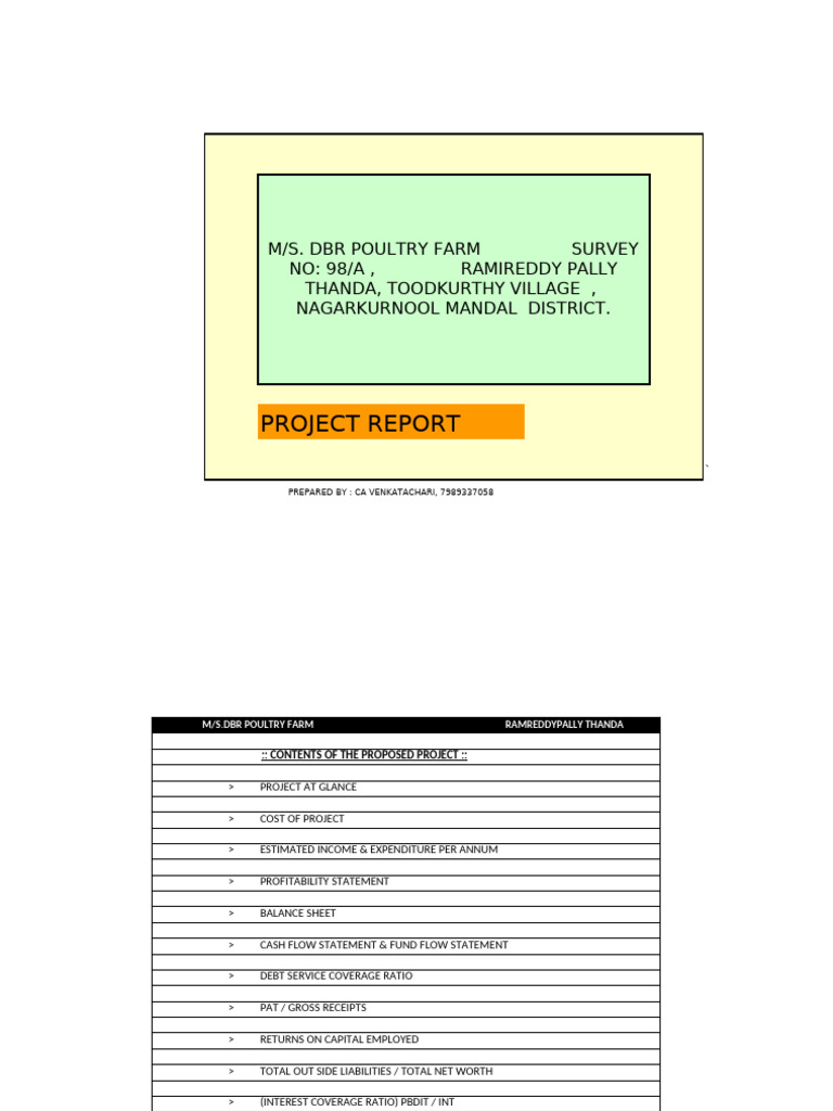 DBR Poultry Farm Project Report | PDF | Expense | Cash Flow Statement