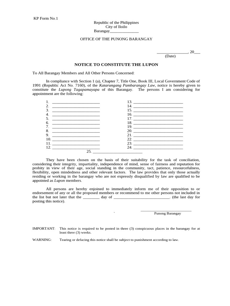 Template Kp Forms 2 | PDF | Government | Common Law