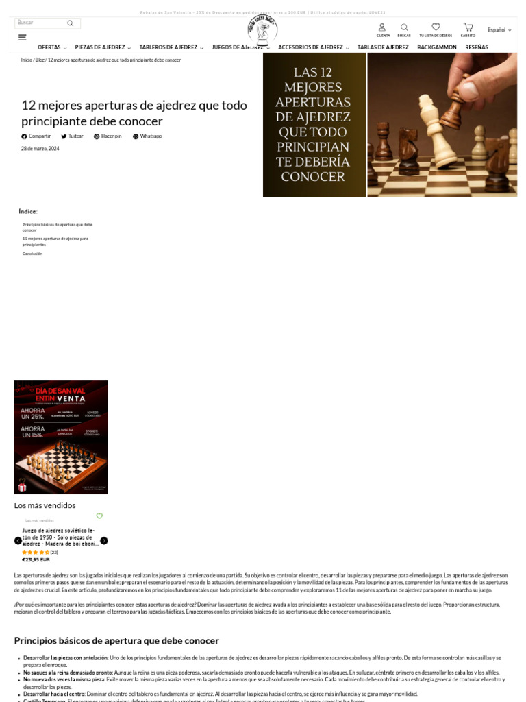 12 Mejores Aperturas de Ajedrez para Principiantes | PDF | Aperturas de ...