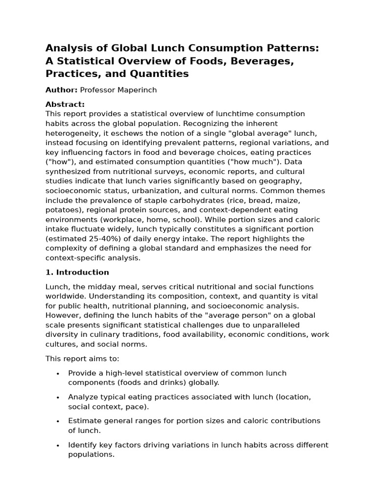 Analysis of Global Lunch Consumption Patterns - Professor Maperinch ...