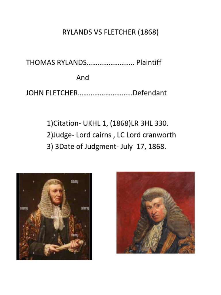 Rylands v. Fletcher: Strict Liability Case | PDF | Negligence | Legal ...