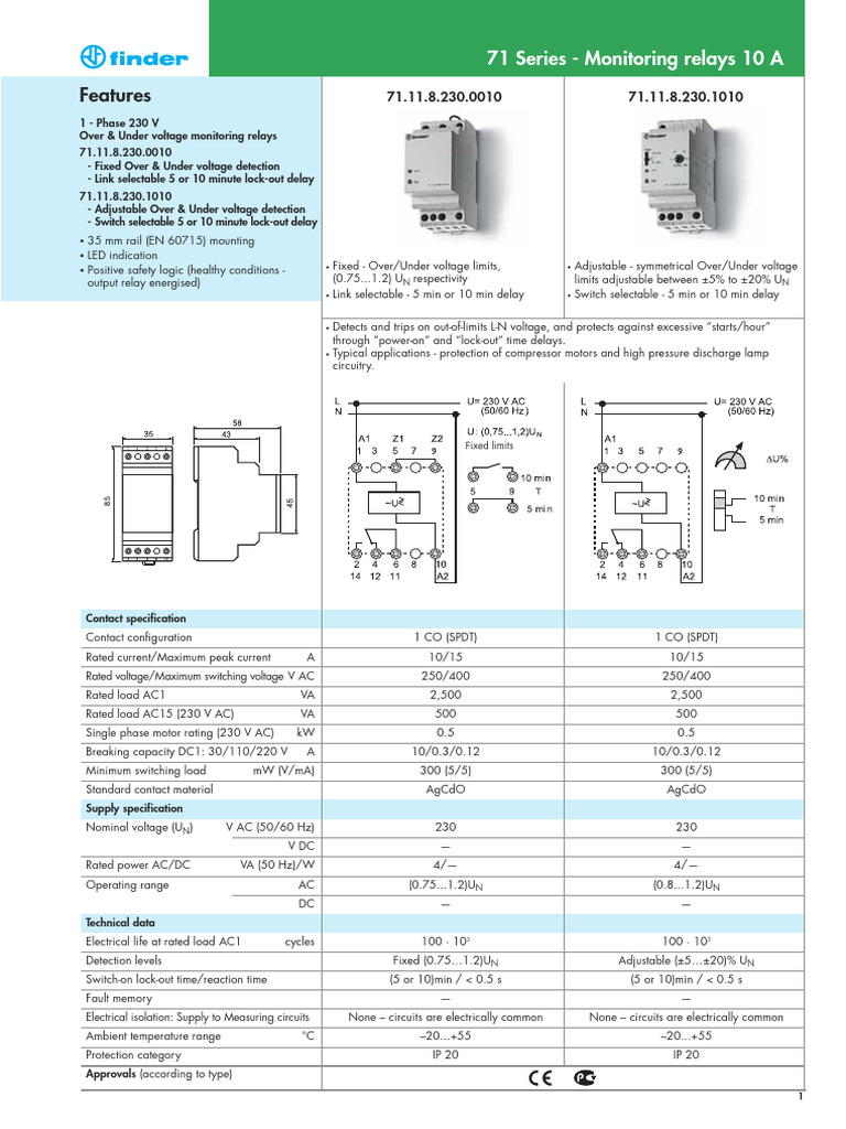 Voltage Monitoring Relay Specifications | PDF | Relay | Switch