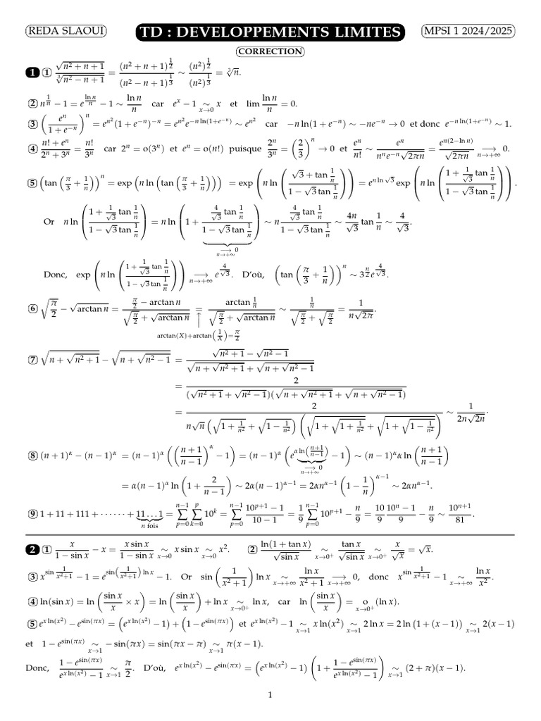 Développements Limites en Mathématiques | PDF | Asymptote | Analyse ...