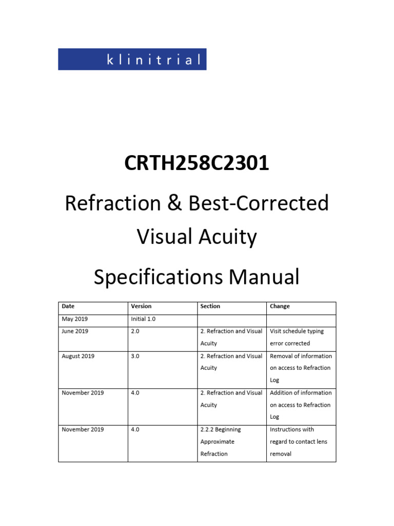 Refraction & BCVA Manual 4.0 Guide | PDF | Visual Acuity | Eye