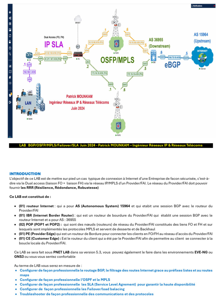 Configuration BGP/MPLS/SLA en LAB | PDF | Mise en réseau | Commutation ...