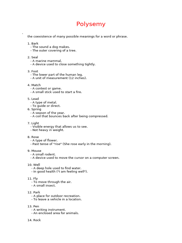 Understanding Polysemy in Language | PDF | Verb | Adverb