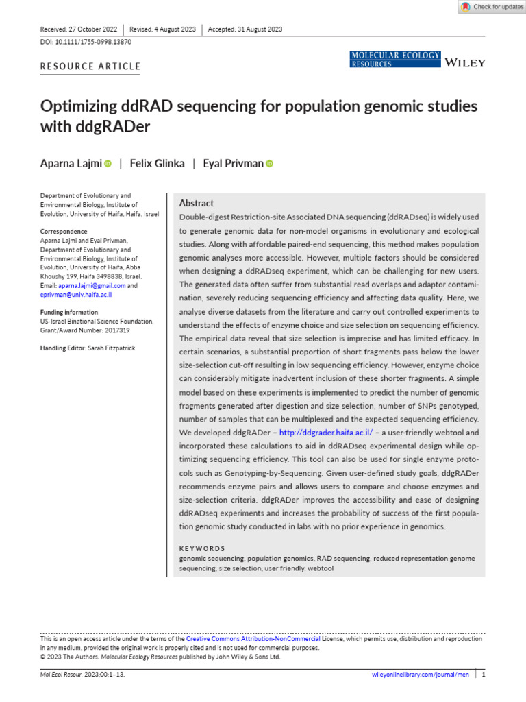 Optimize ddRAD Sequencing with ddgRADer | PDF | Dna Sequencing | Genomics