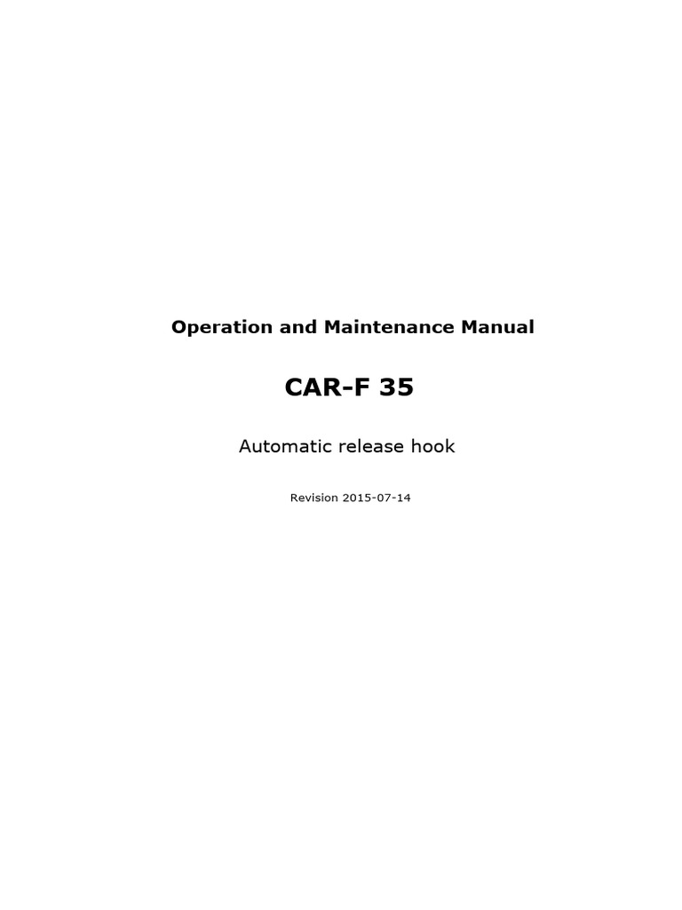 Operation and Maintenance Manual Automatic Release Hook CAR-F 35 | PDF