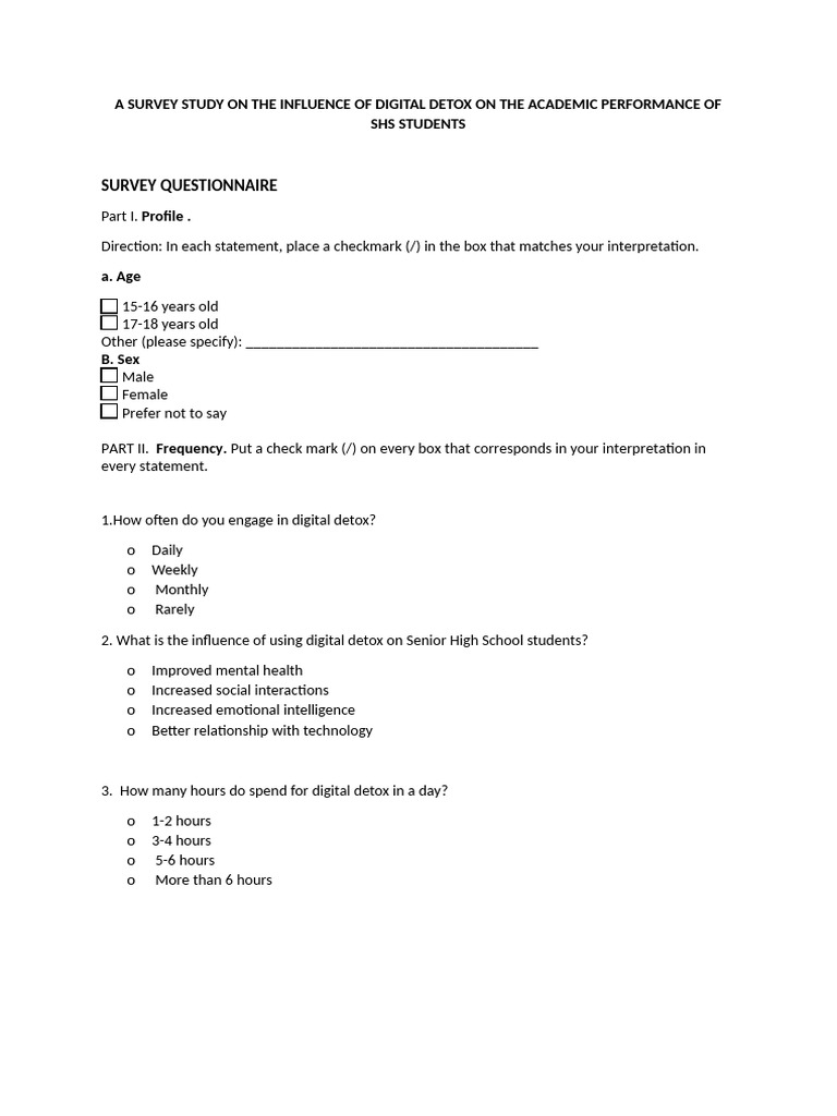 Impact of Digital Detox on SHS Students | PDF | Psychology ...