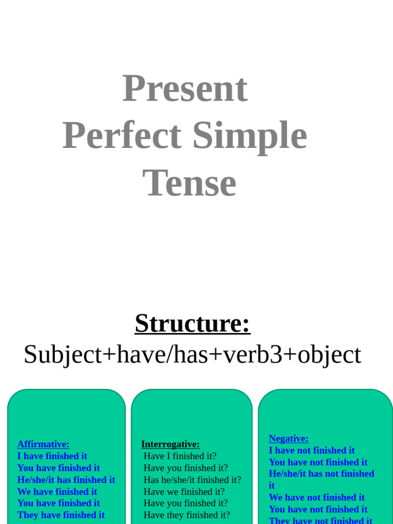 Present Perfect Simple Tense Guide | PDF | Languages | Foreign Language ...