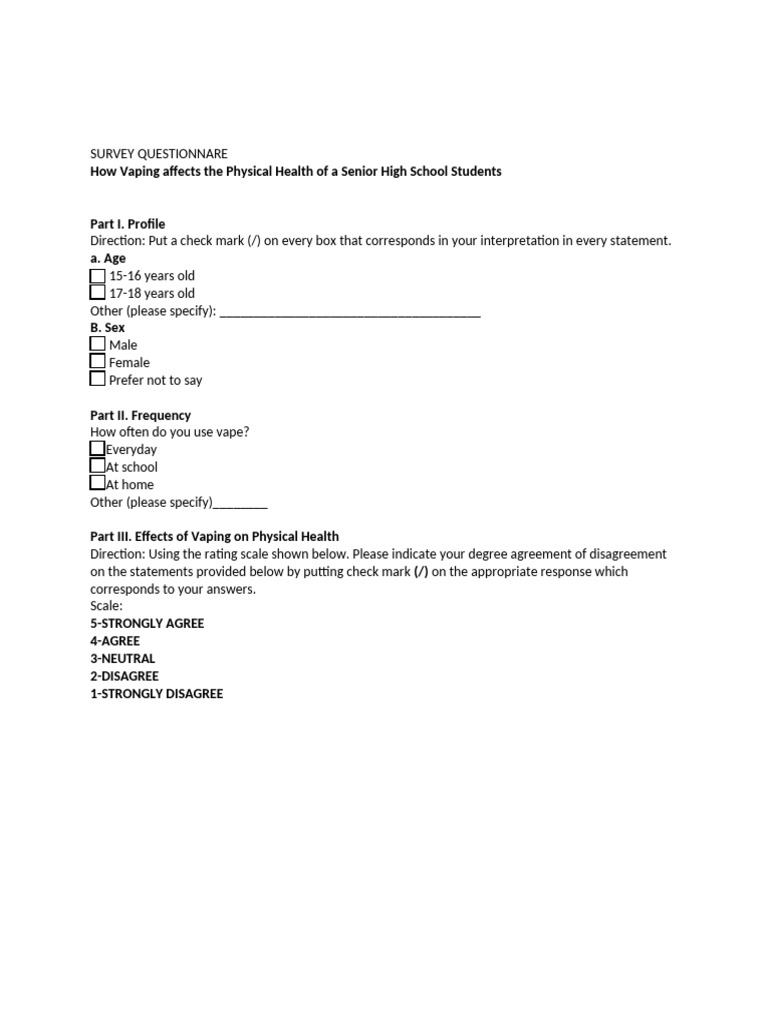 Vaping Impact Survey for High Schoolers | PDF | Electronic Cigarette ...