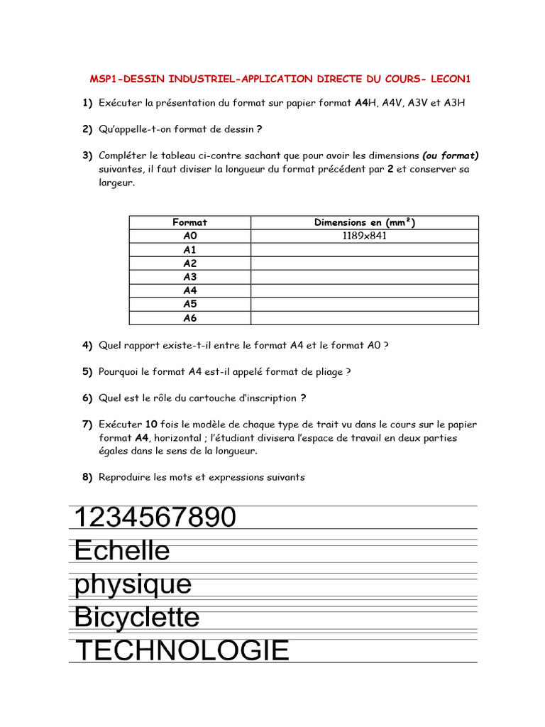 Formats de Dessin et Techniques de Traçage | PDF