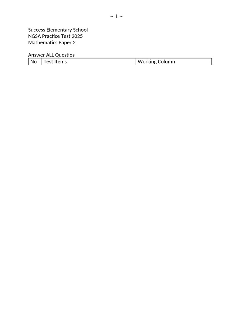 NGSA 2025 Math Practice Test | PDF | Mathematics