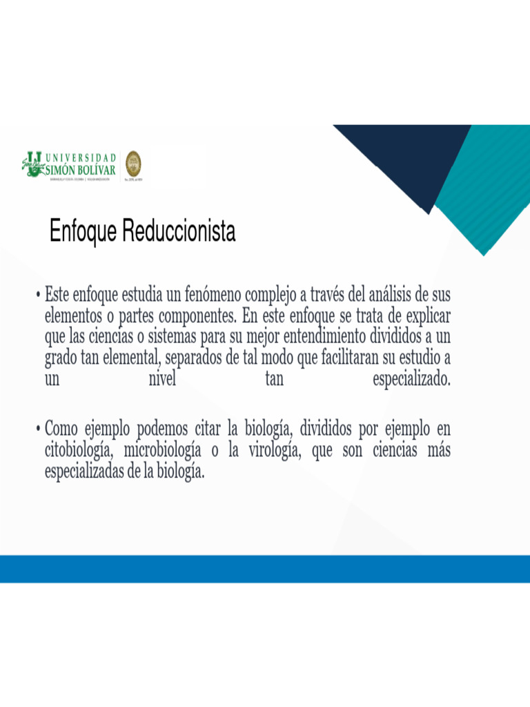 Enfoque y Limitaciones del Reduccionismo | PDF | Reduccionismo | Sistema