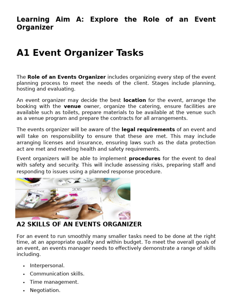Managing Events: Key Skills and Roles | PDF | Communication | Risk