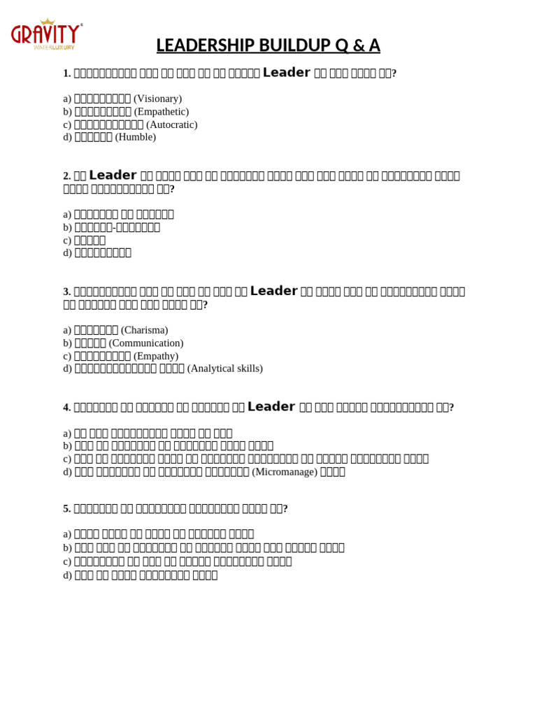 Leardership Q & A | PDF