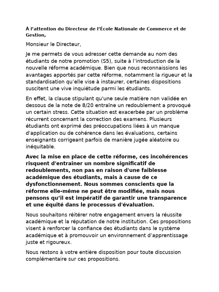Inquiétudes des étudiants sur la réforme académique | PDF