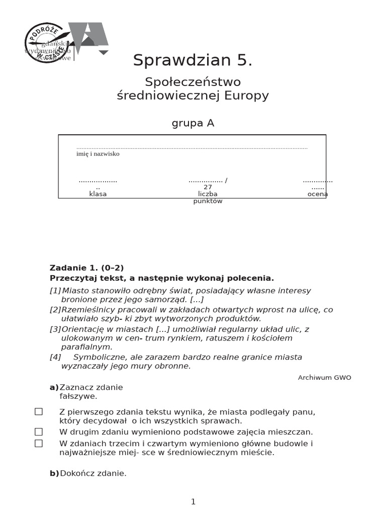 SPR 5 Sredniowiecze | PDF