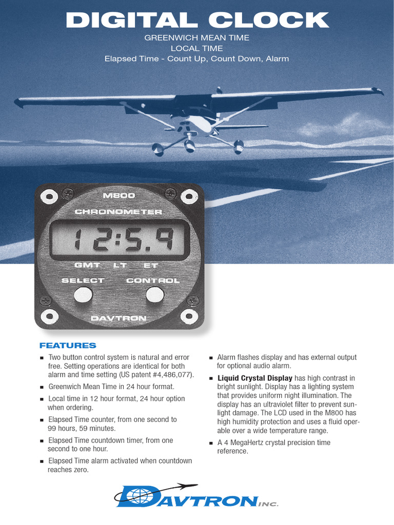 Davtron M800 Clock Manual | PDF | Greenwich Mean Time | Clock