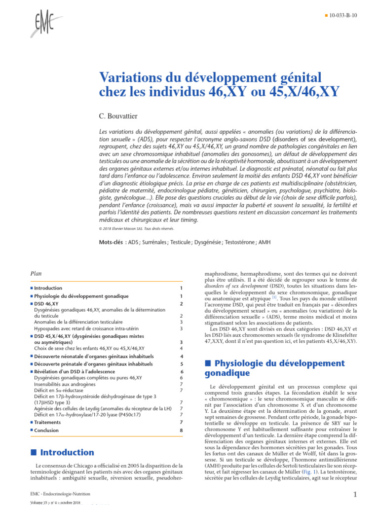 Variations génitales chez 46,XY et 45,X/46,XY | PDF | Androgène | Testicule