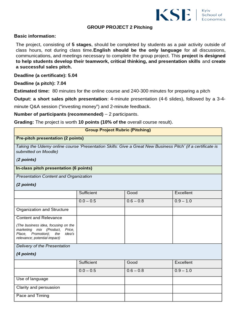 Group Project 2: Pitching Guidelines | PDF | Artificial Intelligence ...
