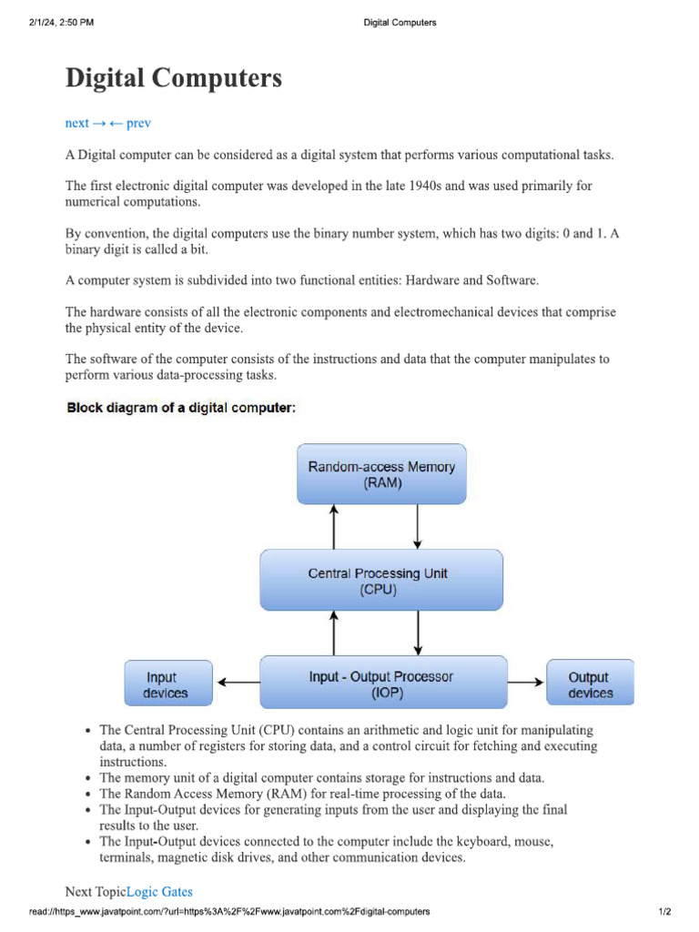 Digital Computers | PDF