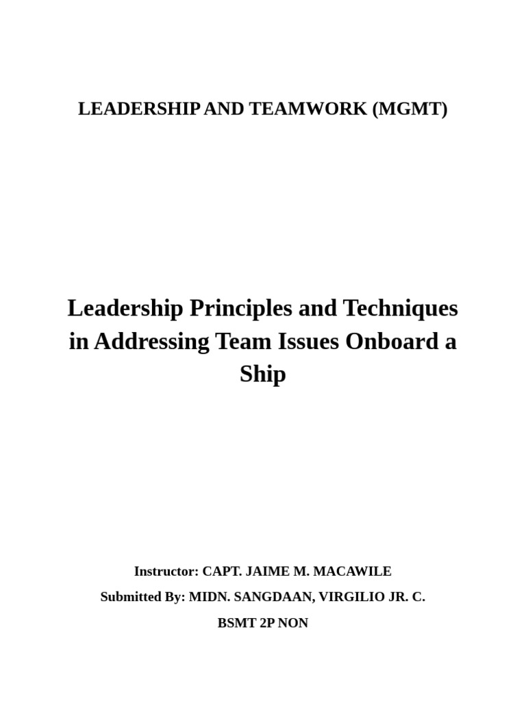Enhancing Teamwork and Safety Onboard Ships | PDF | Leadership | Mentorship