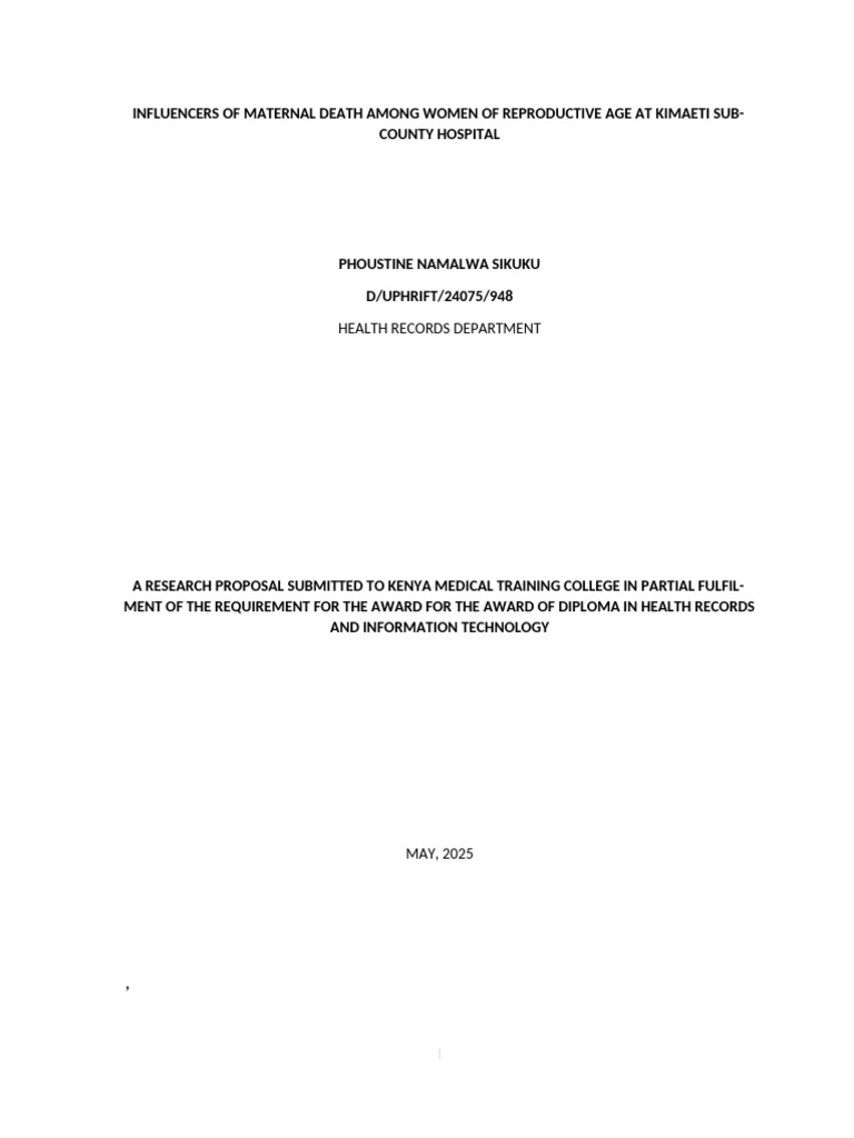 Influencers of Maternal Death in Kimaeti | PDF | Maternal Death ...