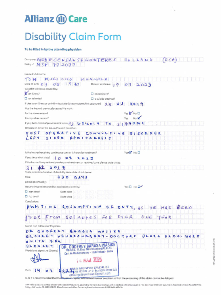 CLAIM FORM-Tom | PDF