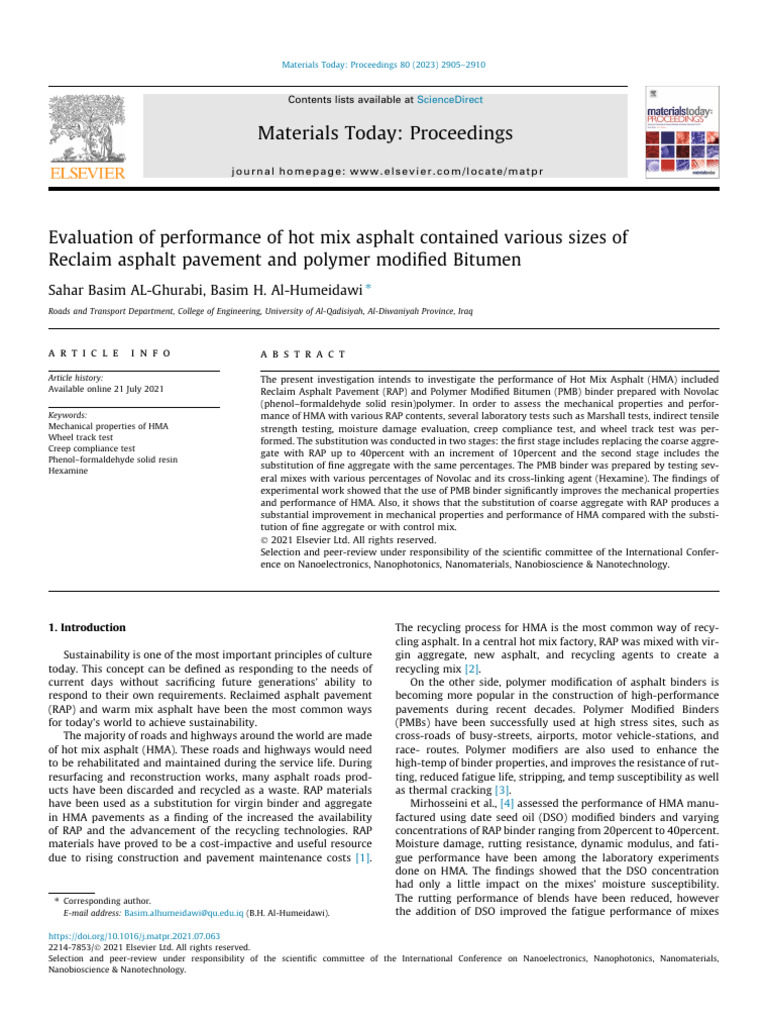 Performance of RAP in Polymer Modified Asphalt | PDF | Materials ...