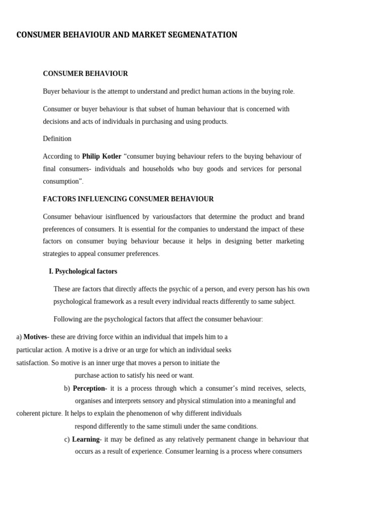 Understanding Consumer Behaviour Factors | PDF | Consumer Behaviour ...