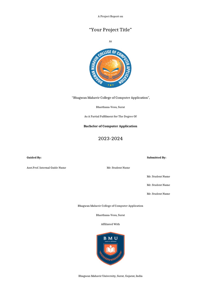 BCA - ProjectReportTitlePage | PDF