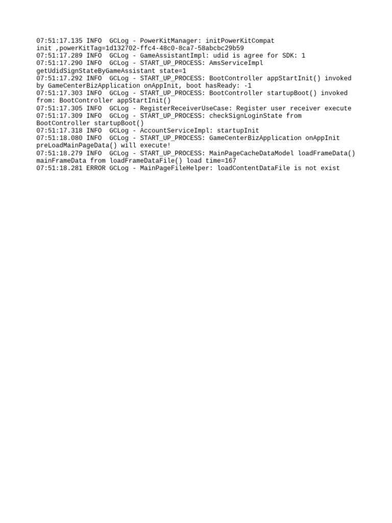Game Center Startup Process Log | PDF