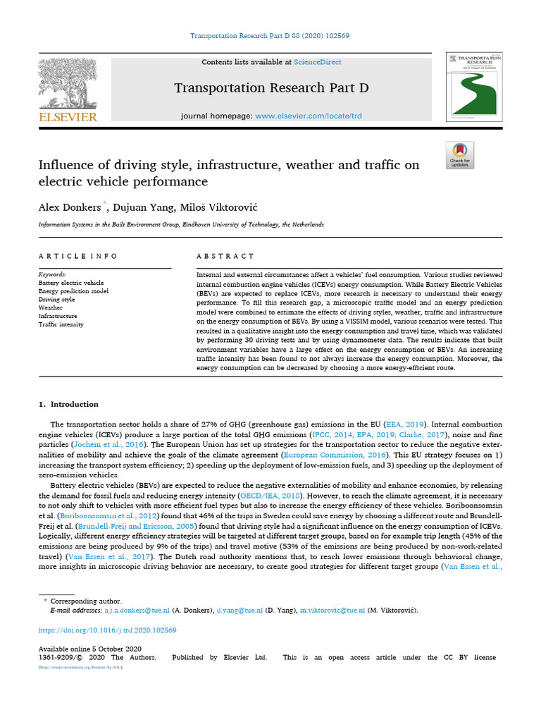 EV Performance: Impact of Driving Factors | PDF | Efficient Energy Use ...